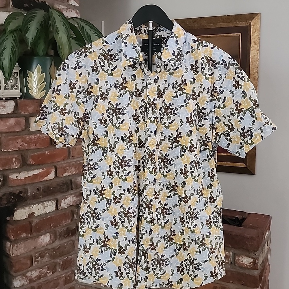 Rodd & Gunn Yellow & Green Floral Button-Down Shirt | Short Sleeve | Men’s M